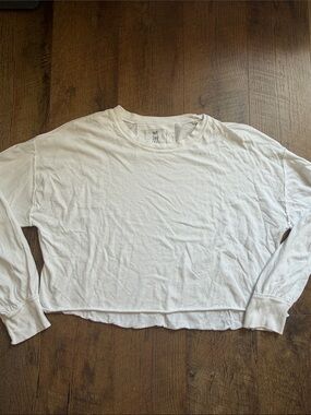 We The Free White Cropped Long Sleeve Top